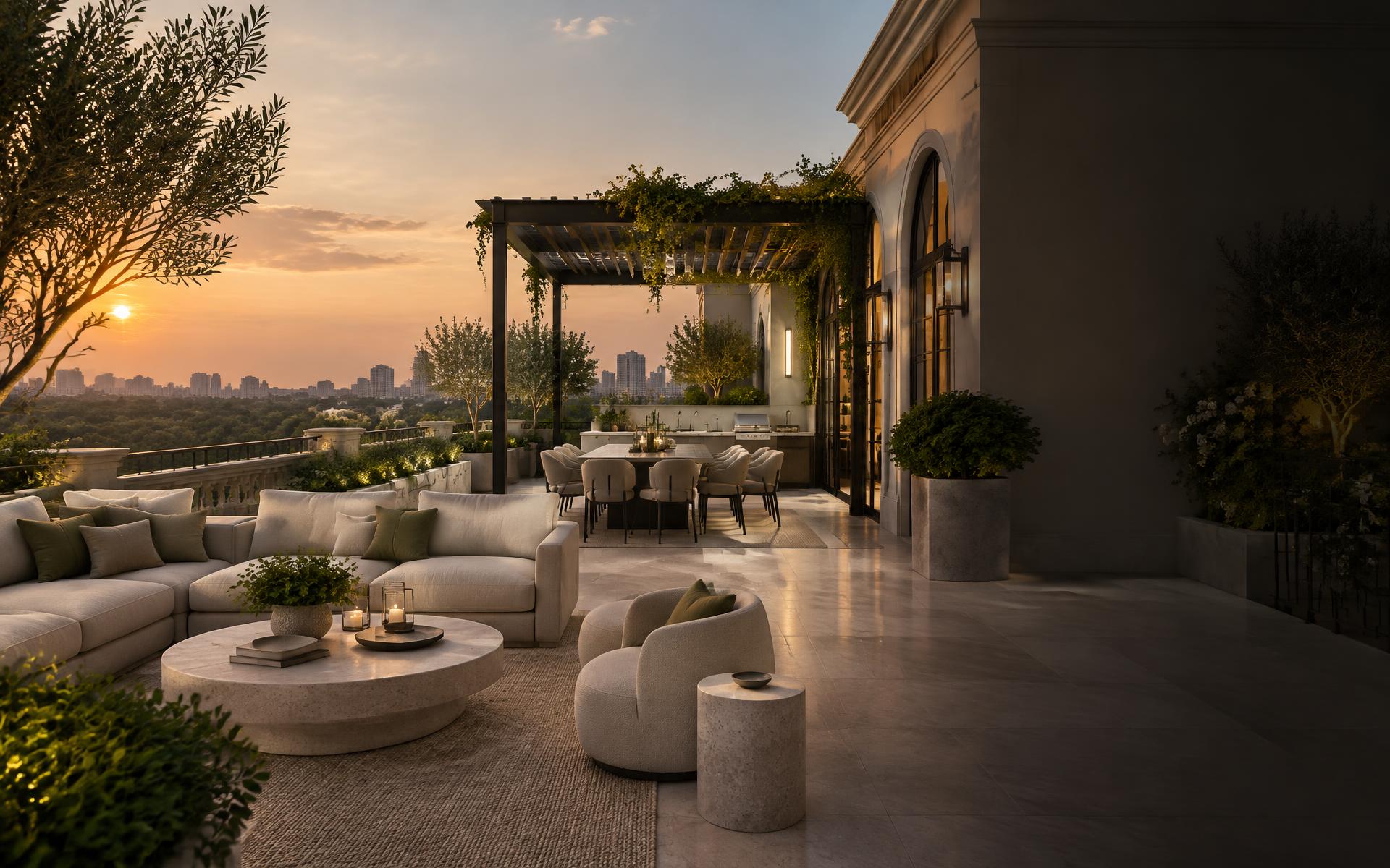 Private rooftop terrace at Florenne